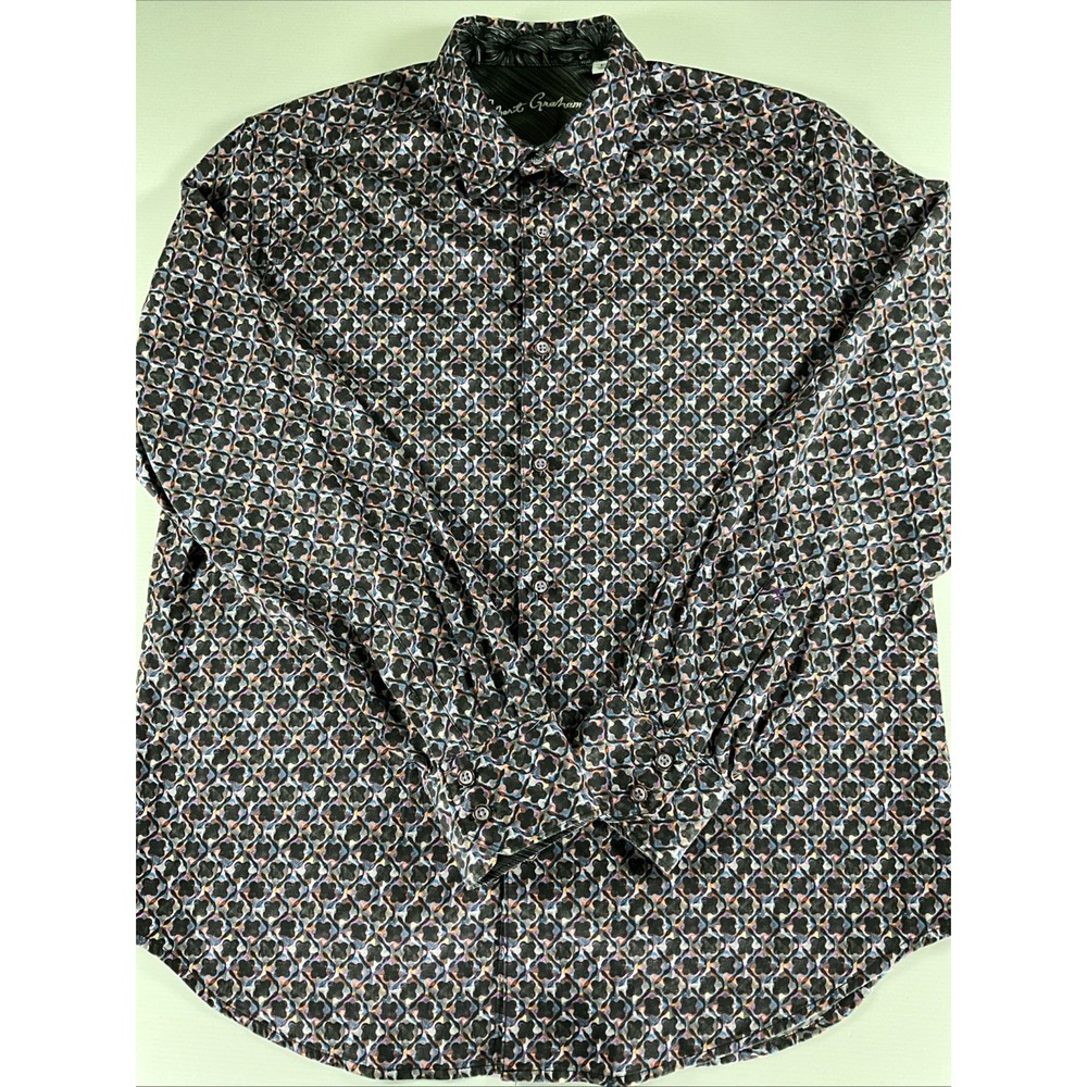 Robert Graham NWT Casual Button Down Shirt Size L in Black/Multi Pattern